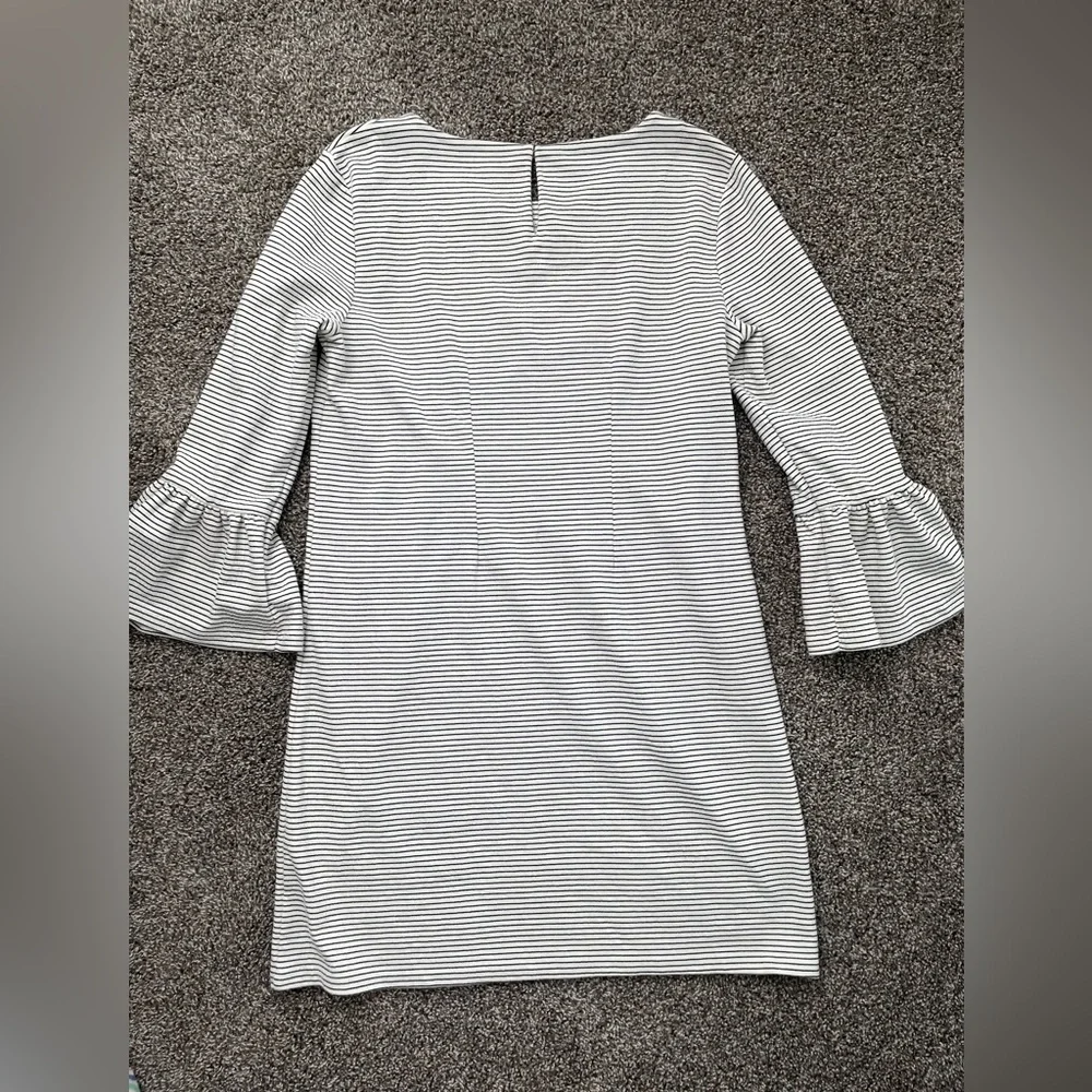 J. Crew Gray Sheath Dress with Bell Sleeves Medium size black and white cotton - Picture 5 of 15